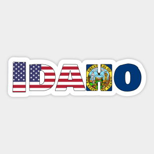 Idaho State Flag/America Flag Logo Sticker